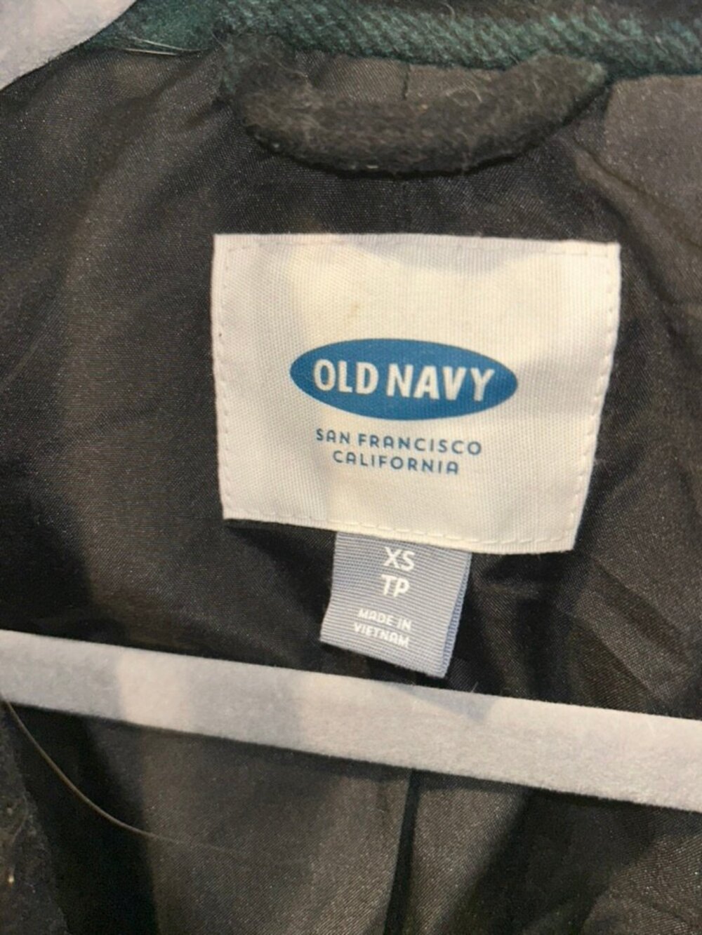 Old Navy blue green Black Watch Plaid Tartan pea coat XS